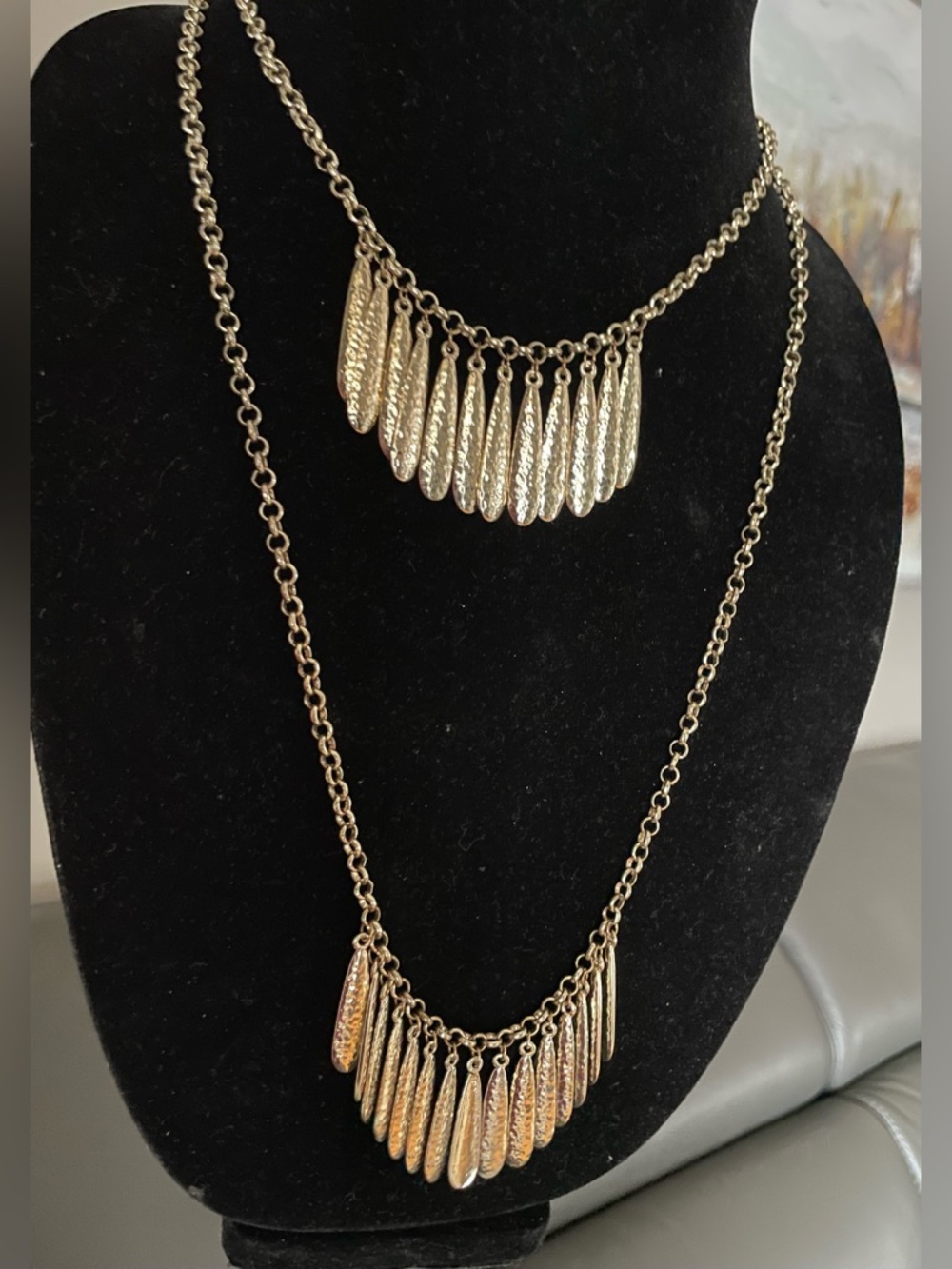 Peter Nygard Gold-Tone Layered Pendant Fringe Necklace Set